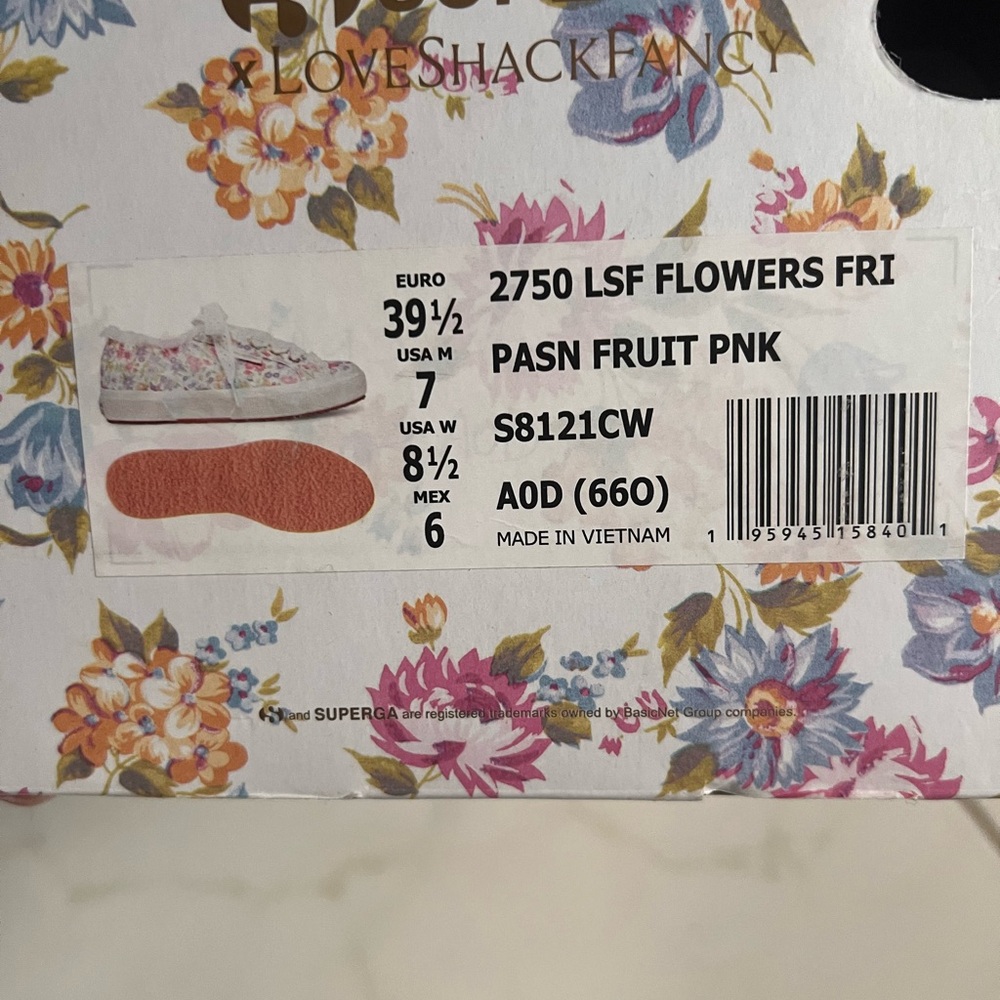 Love Shack Fancy X SUPERGA Flowers Friday Sneakers with Box Pass Frt Pink 8.5 - Picture 13 of 13